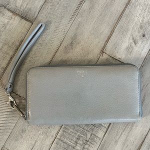 Fossil leather wallet wristlet